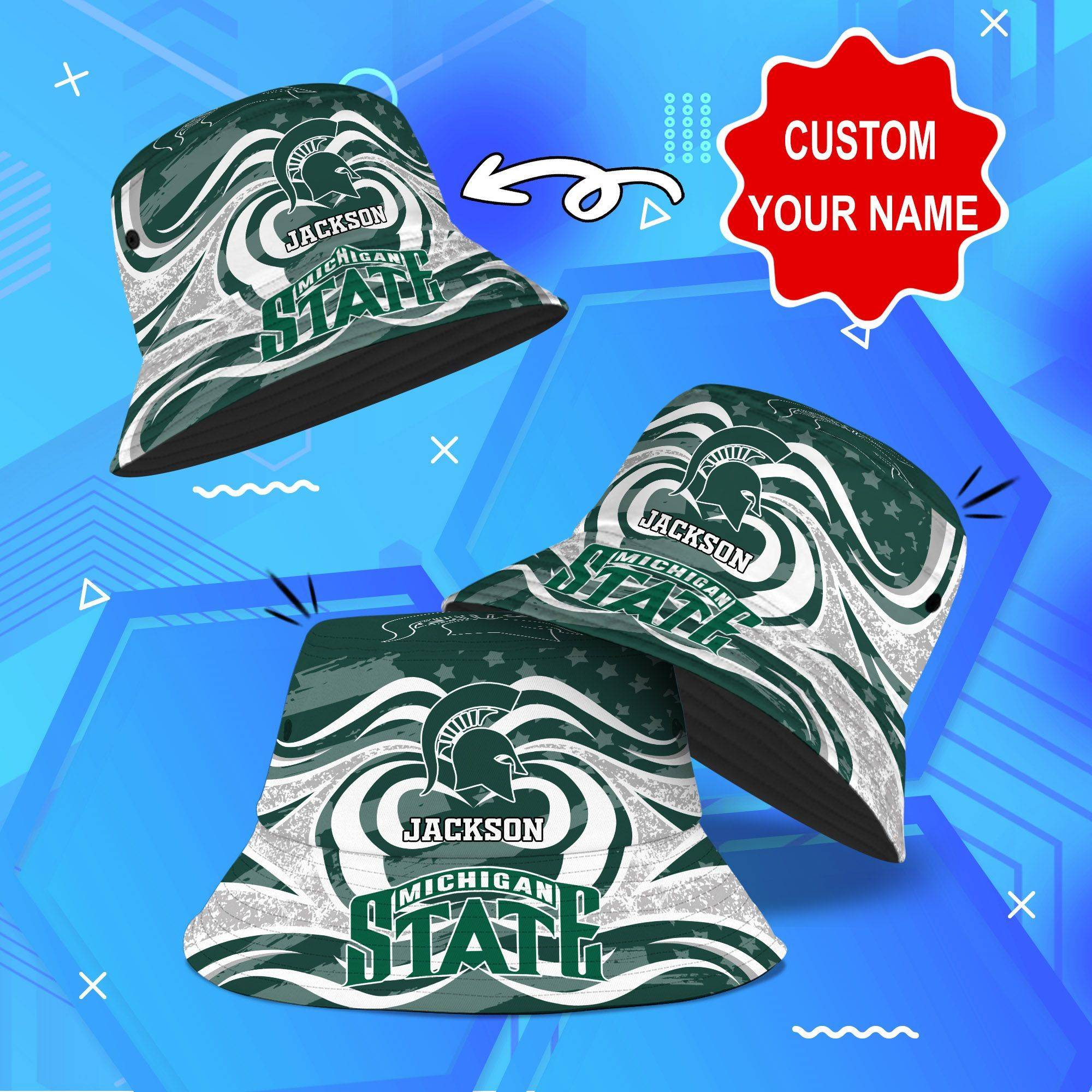 Michigan-State-Spartans-NCAA-Bucket-Hat-Personalized-SBH323 Michigan State Spartans NCAA Bucket Hat Personalized SBH323