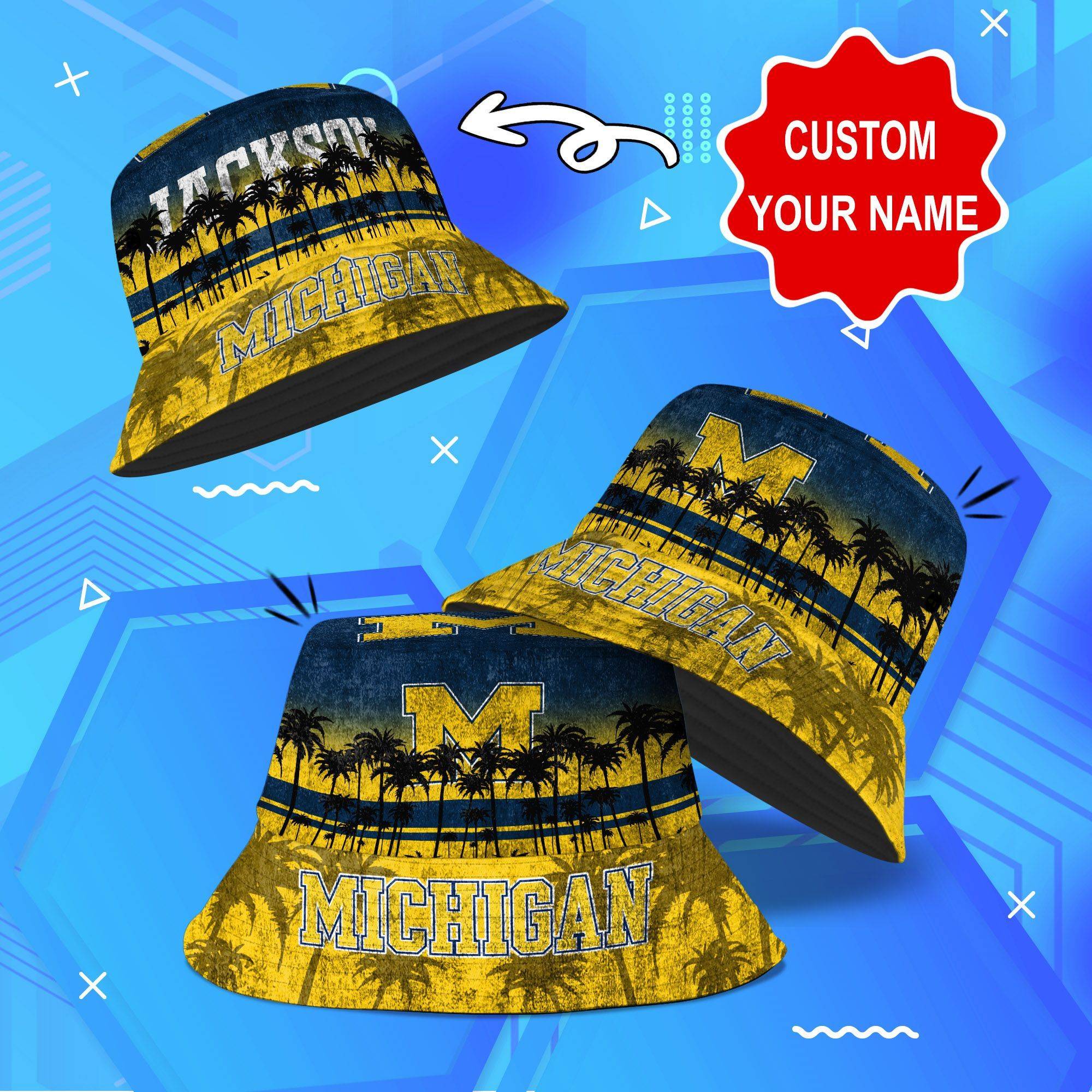 Michigan-Wolverines-NCAA-Bucket-Hat-Personalized-SBH268 Michigan Wolverines NCAA Bucket Hat Personalized SBH268