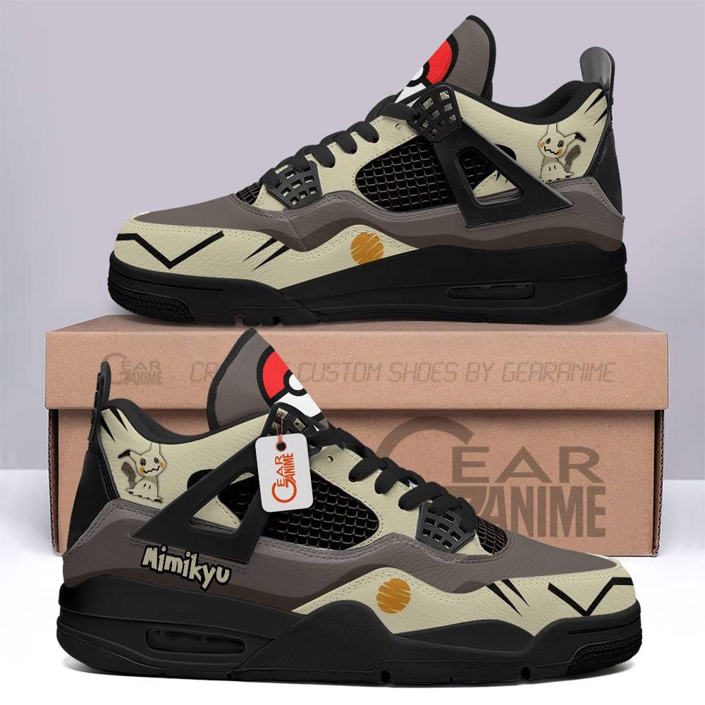 Mimikyu-Anime-Jordan-4-Sneakers-Custom-Personalized-Shoes-JD349 Mimikyu Anime Jordan 4 Sneakers Custom Personalized Shoes JD349