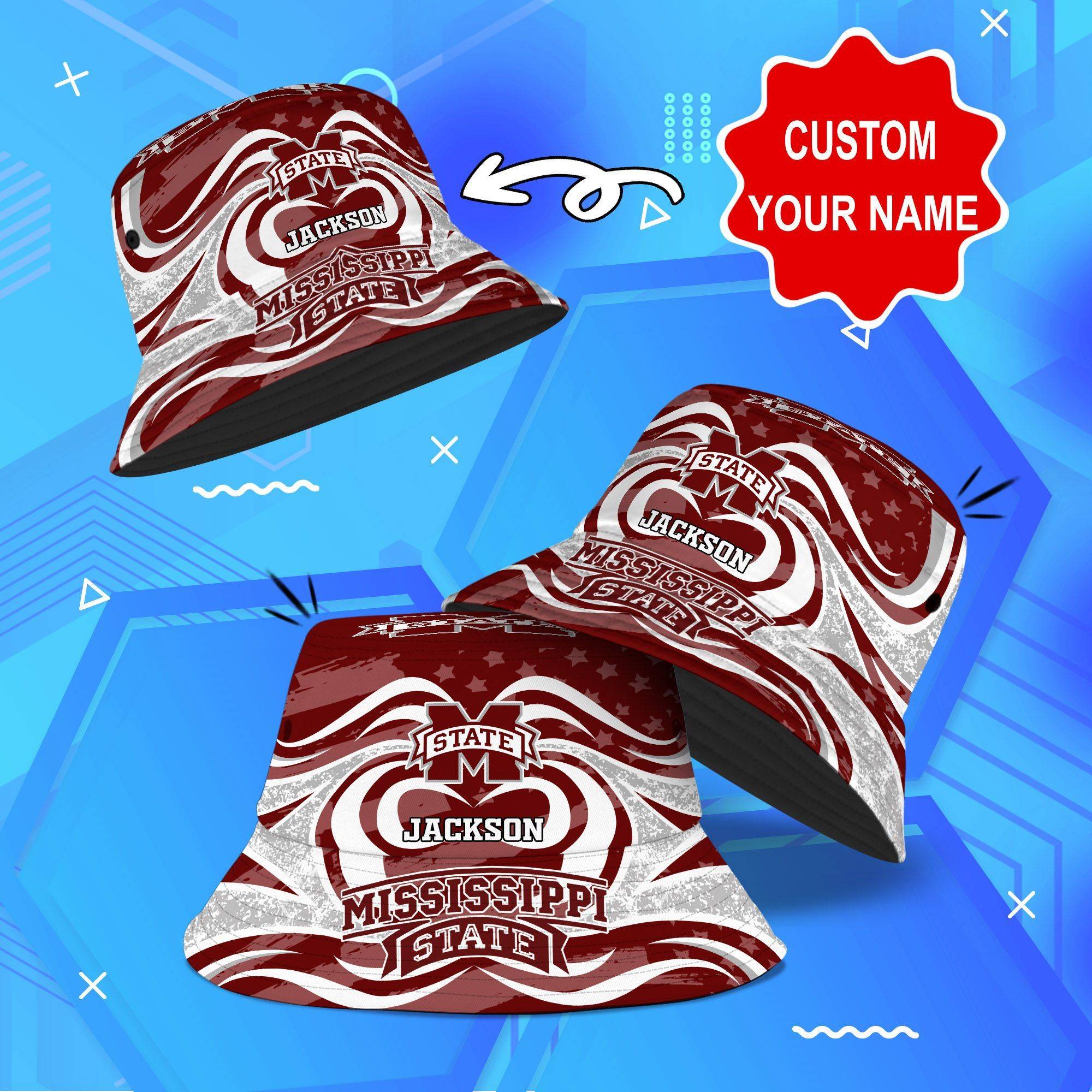Mississippi-State-Bulldogs-NCAA-Bucket-Hat-Personalized-SBH322 Mississippi State Bulldogs NCAA Bucket Hat Personalized SBH322