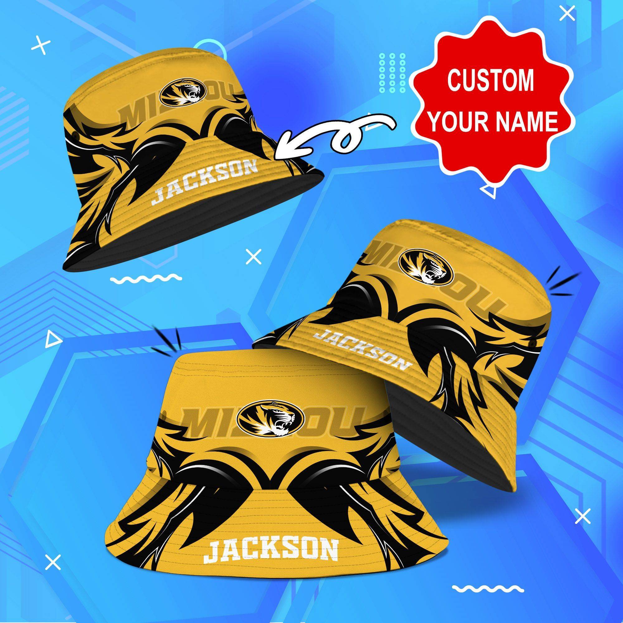 Missouri-Tigers-NCAA-Bucket-Hat-Personalized-SBH292 Missouri Tigers NCAA Bucket Hat Personalized SBH292