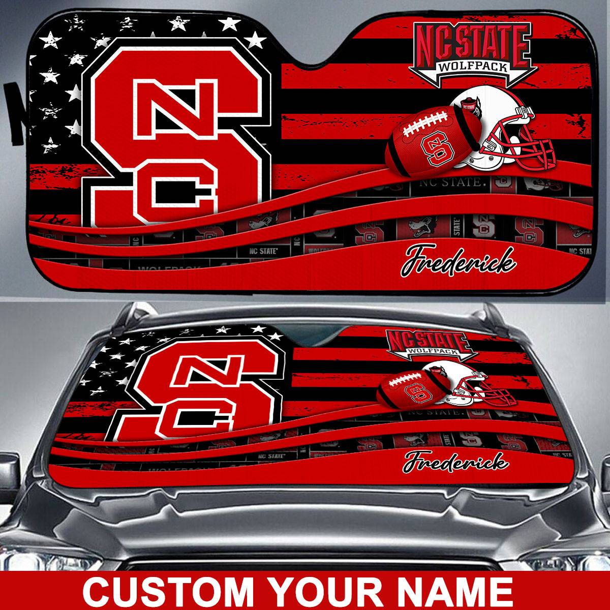 NC-State-Wolfpack-NCAA-Car-Sun-Shade-CSS0614 NC State Wolfpack NCAA Car Sun Shade CSS0614