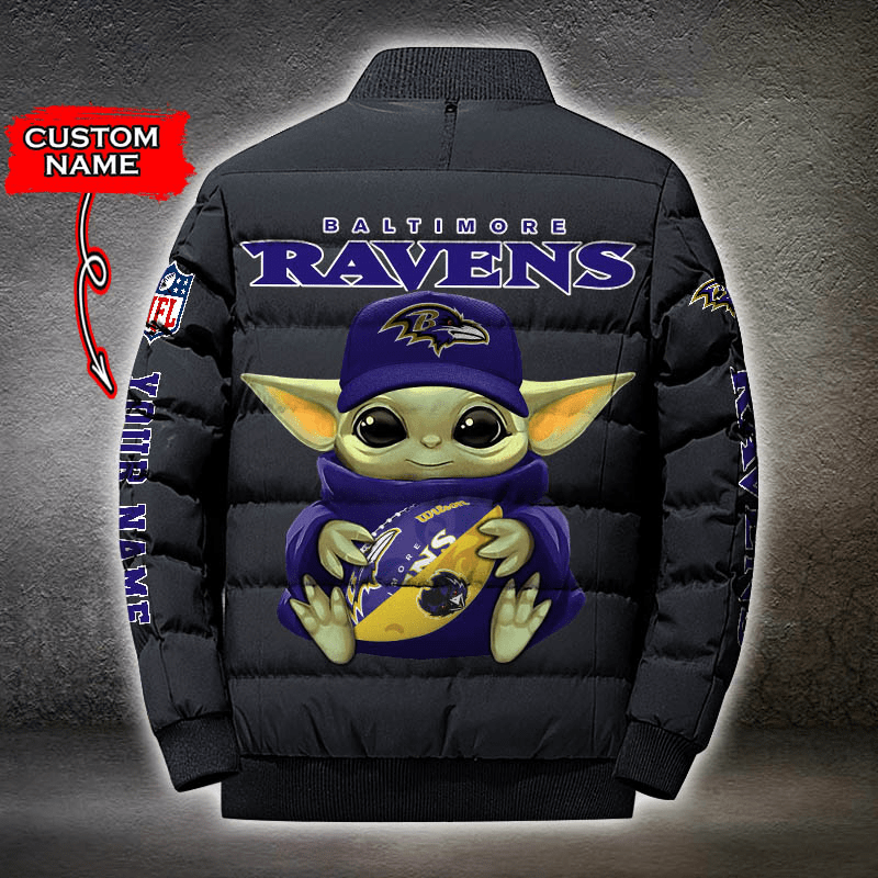 NFL-Baltimore-Ravens-Custom-Name-Baby-Yoda-Down-Jacket-Puffer-Jacket-PJ038-2