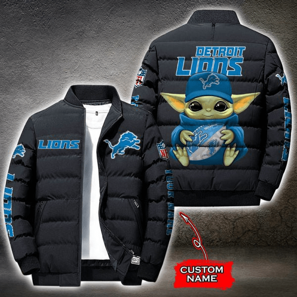NFL-Detroit-Lions-Custom-Name-Baby-Yoda-Down-Jacket-Puffer-Jacket-PJ030 NFL Detroit Lions Custom Name Baby Yoda Down Jacket Puffer Jacket PJ030