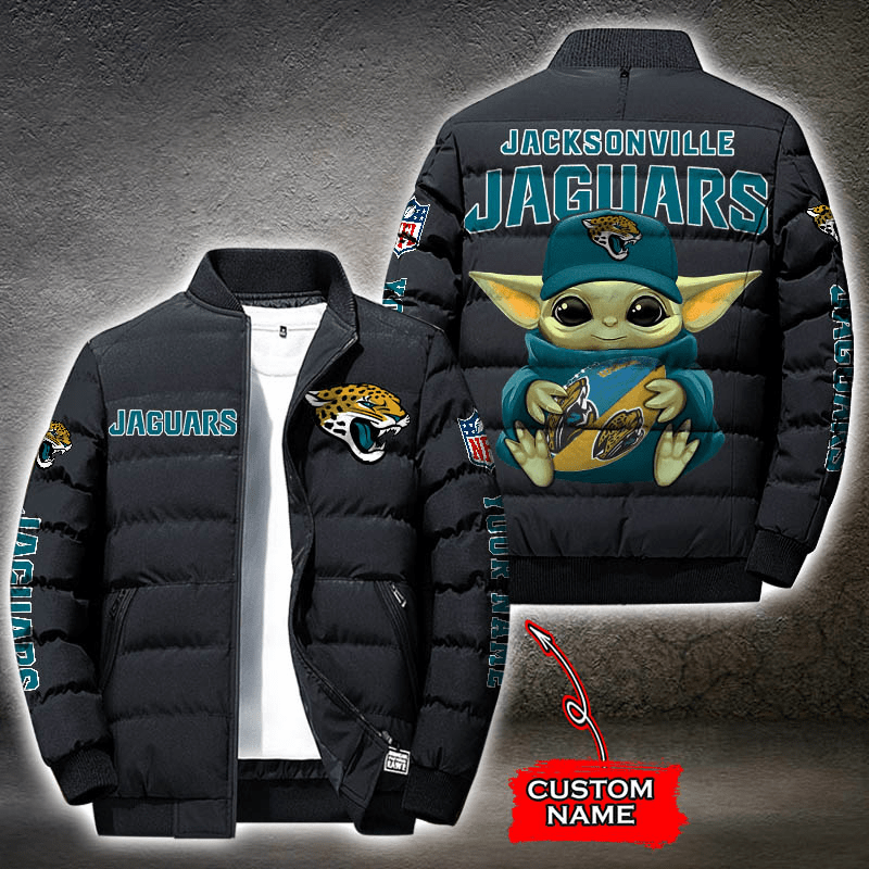 NFL-Jacksonville-Jaguars-Custom-Name-Baby-Yoda-Down-Jacket-Puffer-Jacket-PJ039 NFL Jacksonville Jaguars Custom Name Baby Yoda Down Jacket Puffer Jacket PJ039
