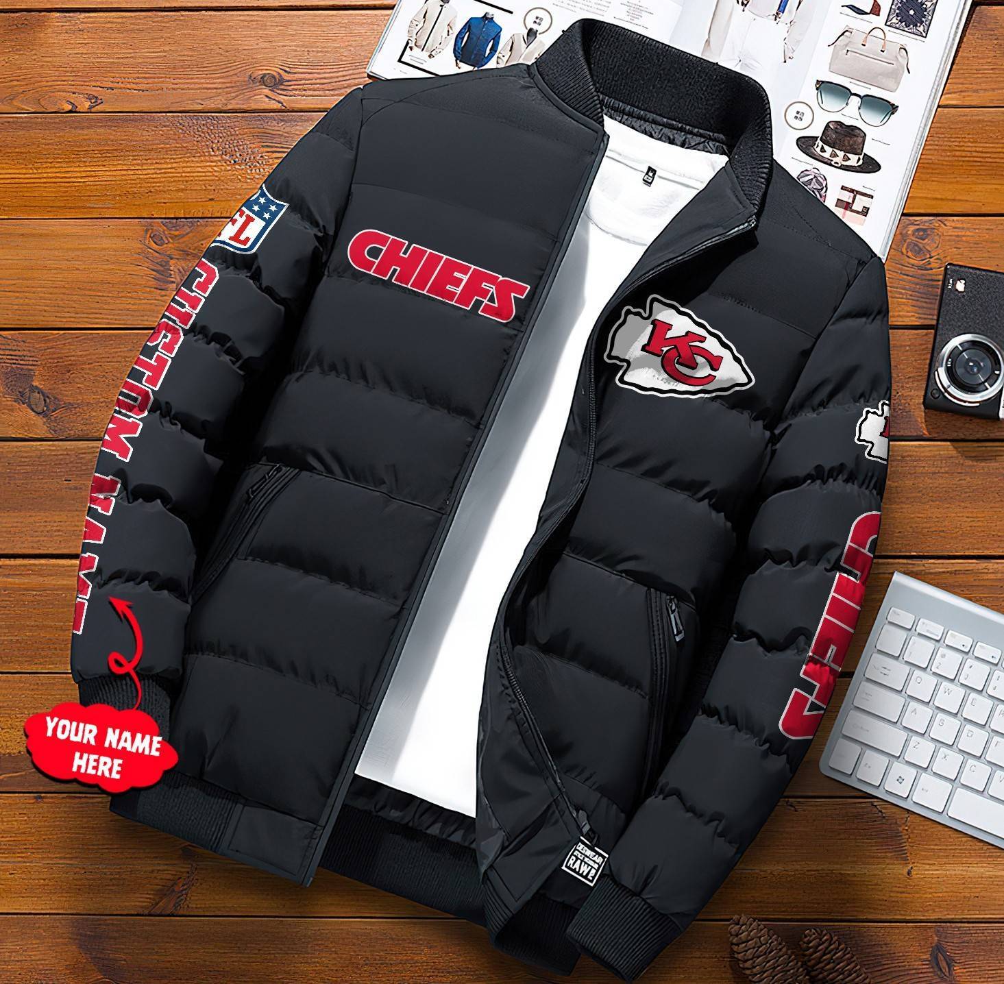 NFL-Kansas-City-Chiefs-Custom-Name-Skull-Down-Jacket-Puffer-Jacket-PJ043-1