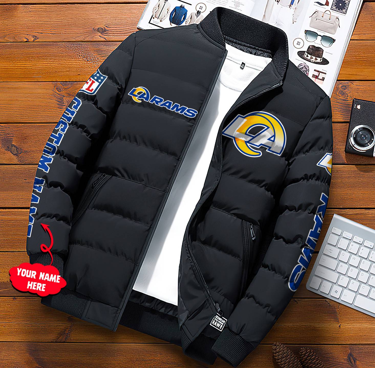 NFL-Los-Angeles-Rams-Custom-Name-Skull-Down-Jacket-Puffer-Jacket-PJ054-1