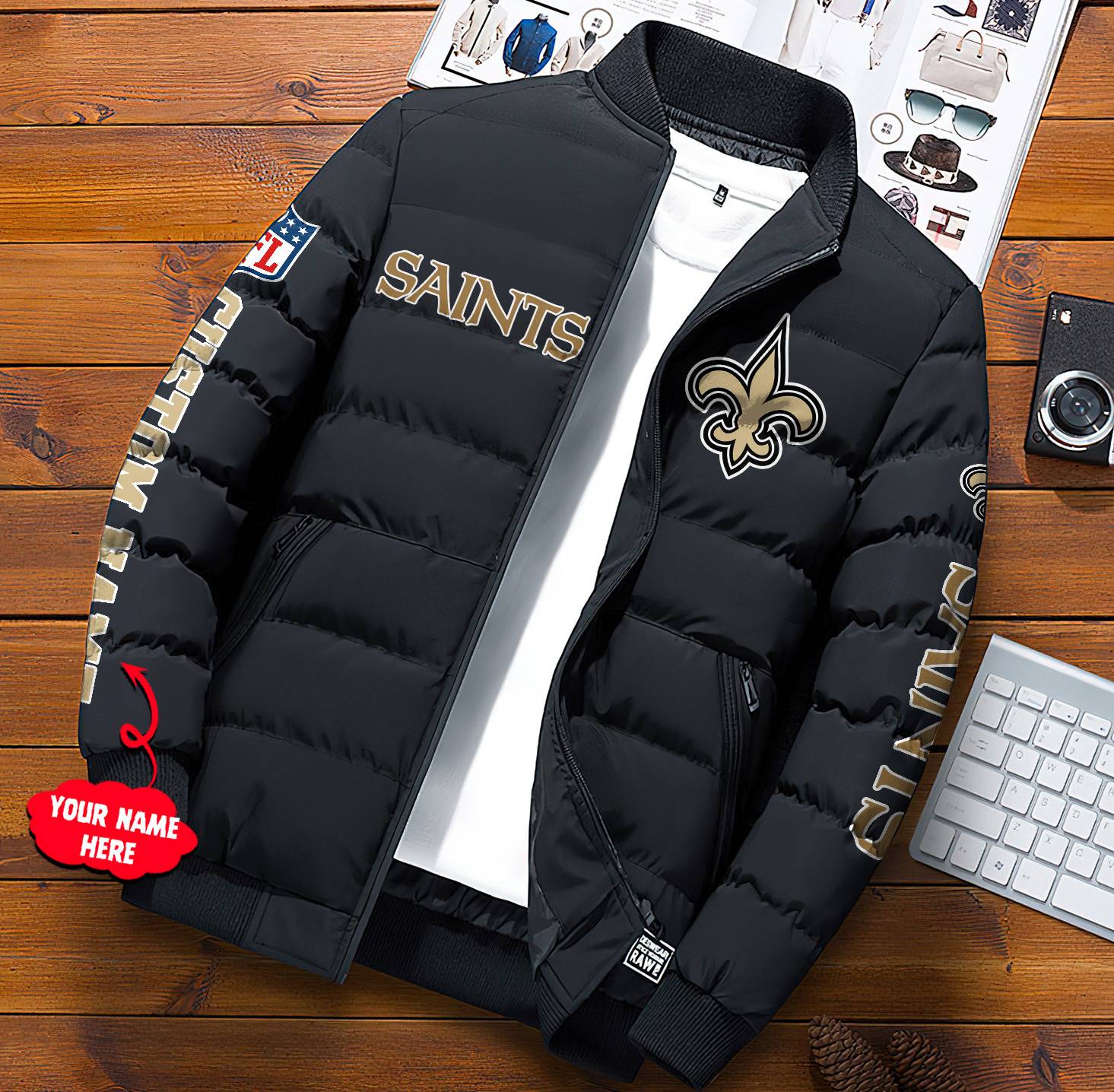 NFL-New-Orleans-Saints-Custom-Name-Skull-Down-Jacket-Puffer-Jacket-PJ050-1