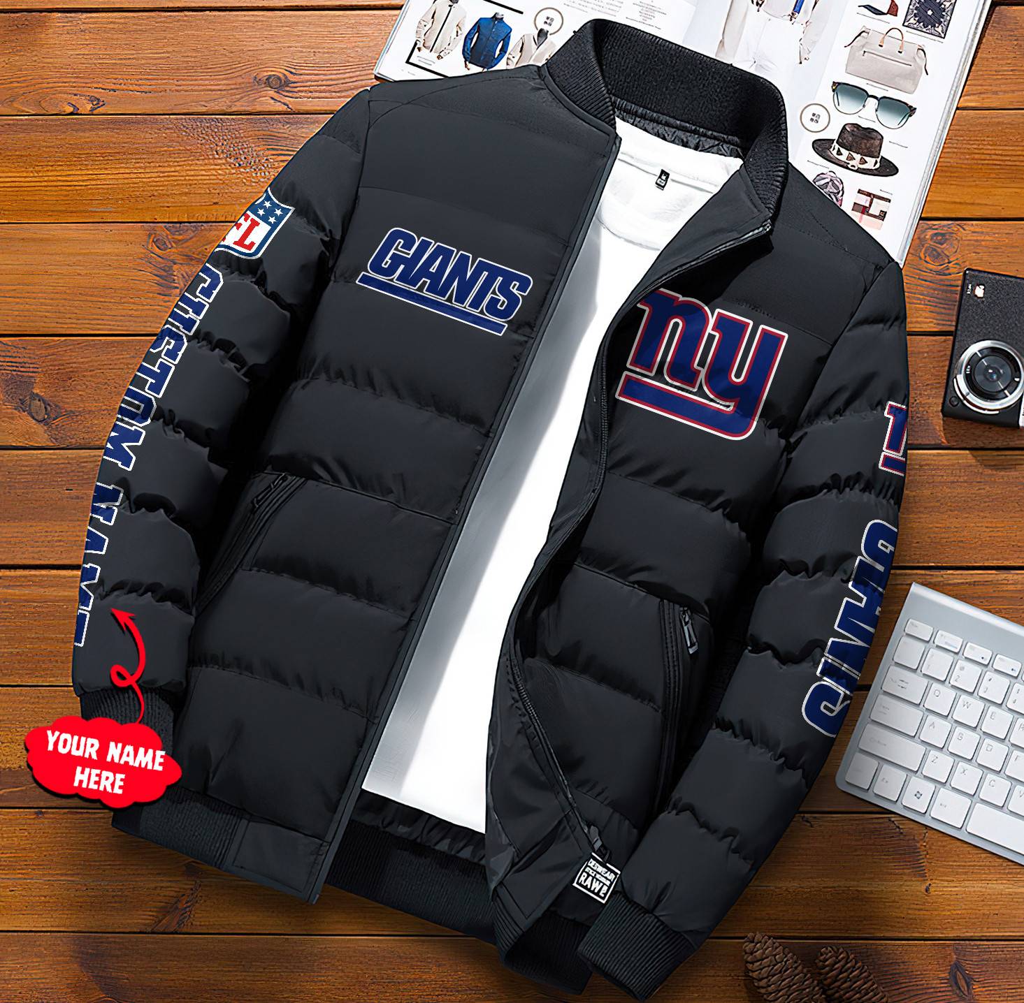 NFL-New-York-Giants-Custom-Name-Skull-Down-Jacket-Puffer-Jacket-PJ032-1
