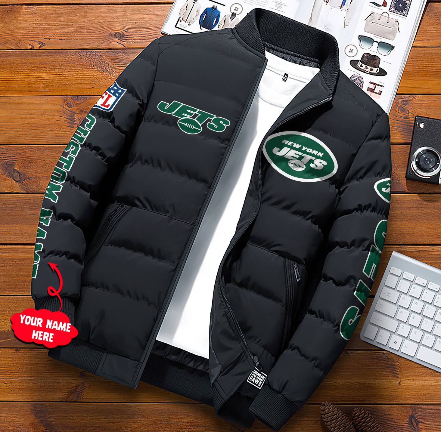 NFL-New-York-Jets-Custom-Name-Skull-Down-Jacket-Puffer-Jacket-PJ048-1