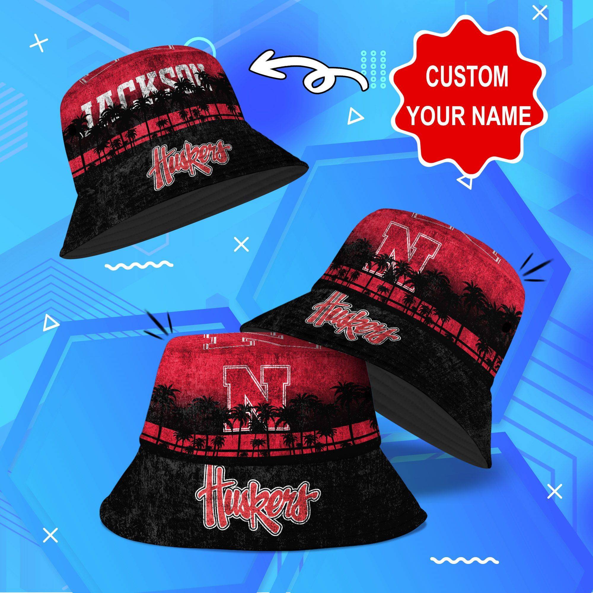 Nebraska-Cornhuskers-NCAA-Bucket-Hat-Personalized-SBH258 Nebraska Cornhuskers NCAA Bucket Hat Personalized SBH258