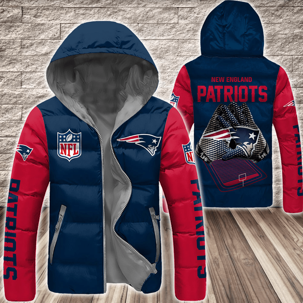 New-England-Patriots-NFL-3D-Custom-Name-Down-Filled-Coat-DFC078 New England Patriots NFL 3D Custom Name Down Filled Coat DFC078