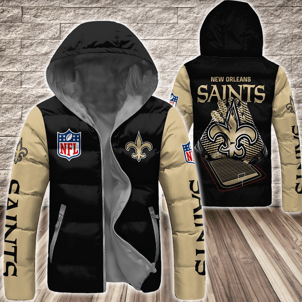 New-Orleans-Saints-NFL-3D-Custom-Name-Down-Filled-Coat-DFC077 New Orleans Saints NFL 3D Custom Name Down Filled Coat DFC077
