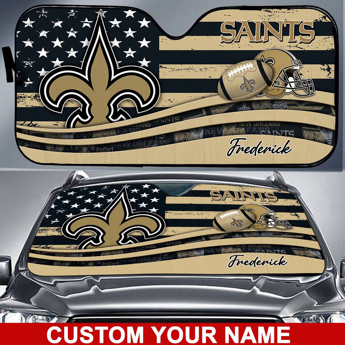 New-Orleans-Saints-NFL-Car-Sun-Shade-CSS0640 New Orleans Saints NFL Car Sun Shade CSS0640