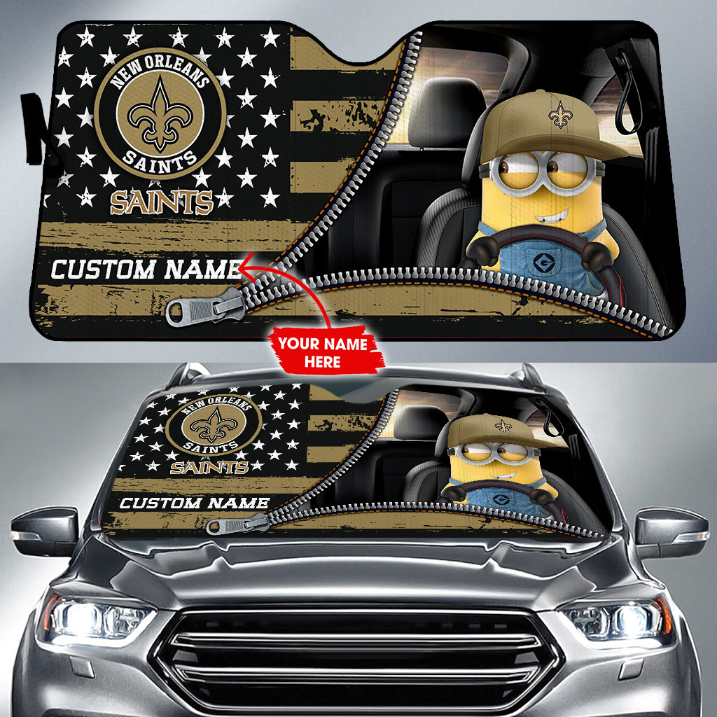 New-Orleans-Saints-NFL-Football-Team-Car-Sun-Shade-Minions-CSS0727 New Orleans Saints NFL Football Team Car Sun Shade Minions CSS0727
