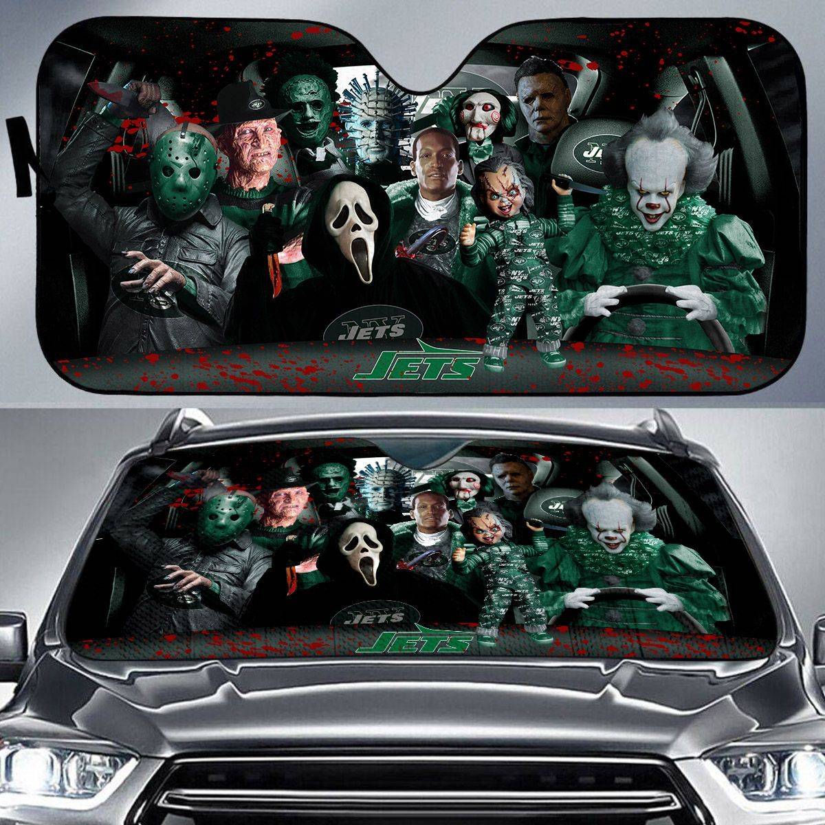 New-York-Jets-NFL-Halloween-Car-Sun-Shade-CSS0619 New York Jets NFL Halloween Car Sun Shade CSS0619