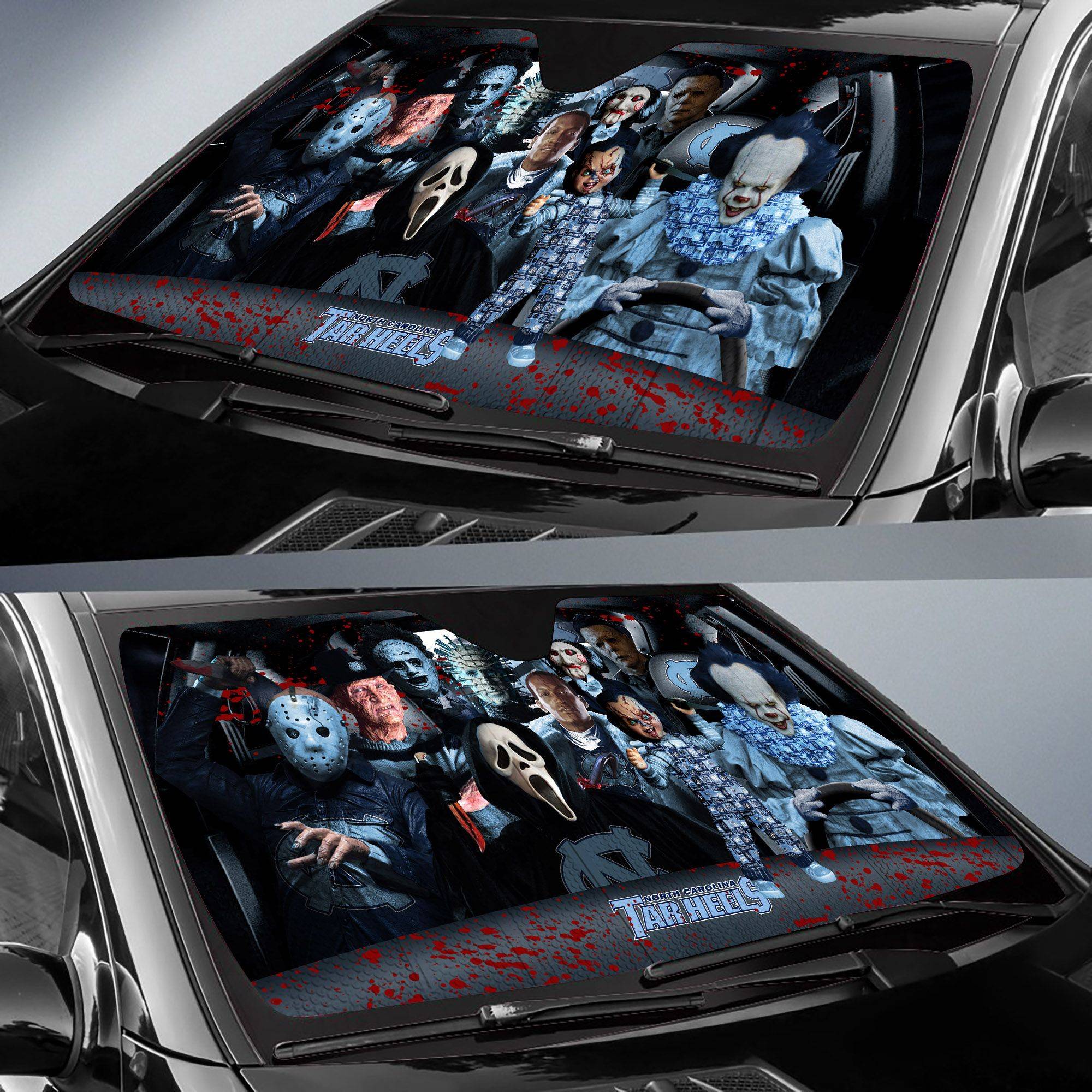 North-Carolina-Tar-Heels-NCAA-Halloween-Car-Sun-Shade-CSS0633-1