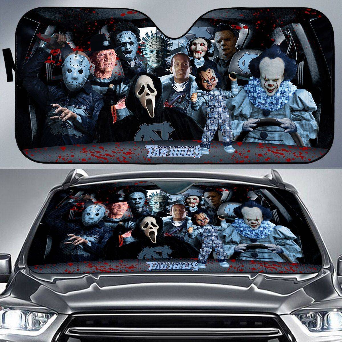 North-Carolina-Tar-Heels-NCAA-Halloween-Car-Sun-Shade-CSS0633 North Carolina Tar Heels NCAA Halloween Car Sun Shade CSS0633