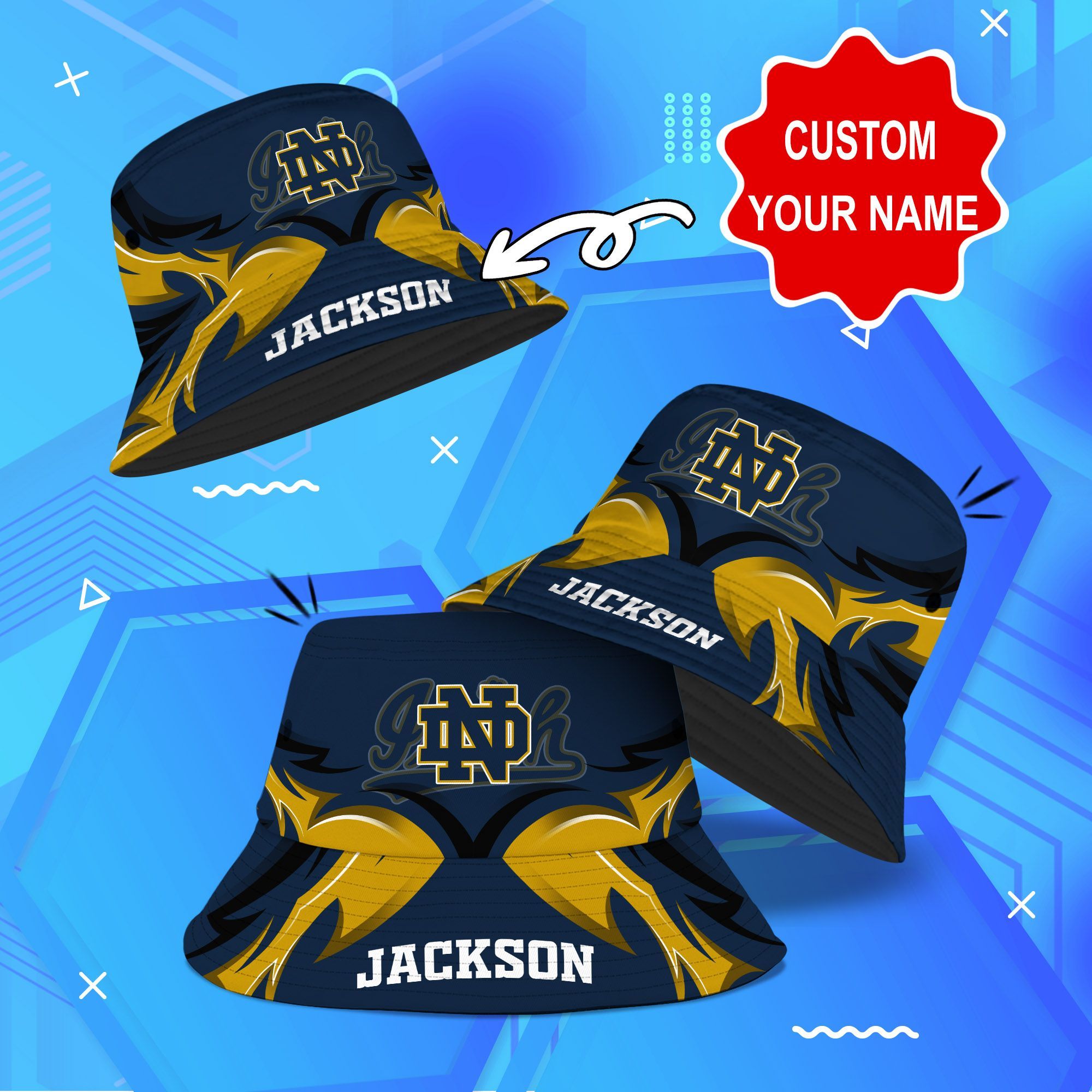 Notre-Dame-Fighting-Irish-NCAA-Bucket-Hat-Personalized-SBH344 Notre Dame Fighting Irish NCAA Bucket Hat Personalized SBH344