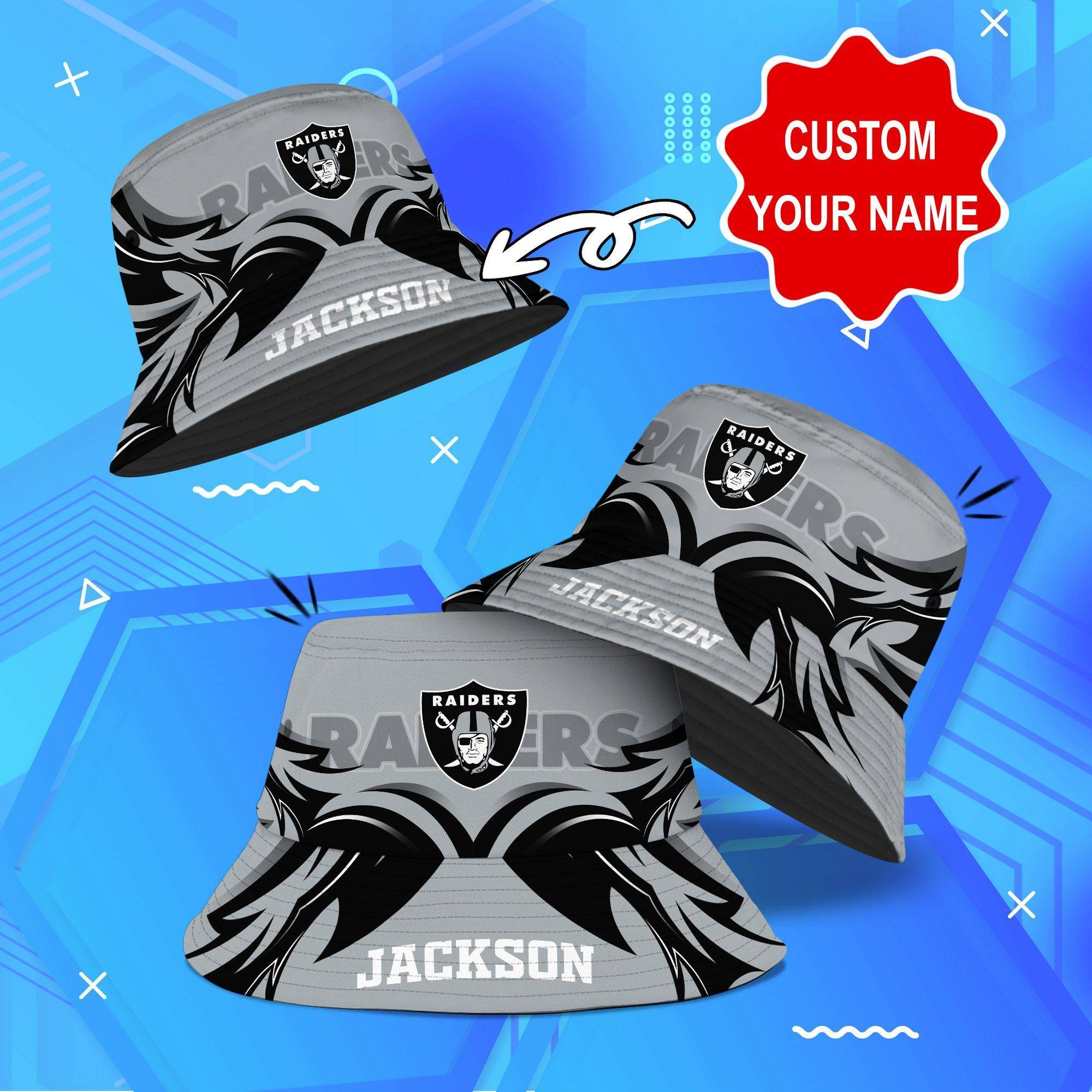 Oakland-Raiders-NFL-Bucket-Hat-Personalized-SBH306 Oakland Raiders NFL Bucket Hat Personalized SBH306