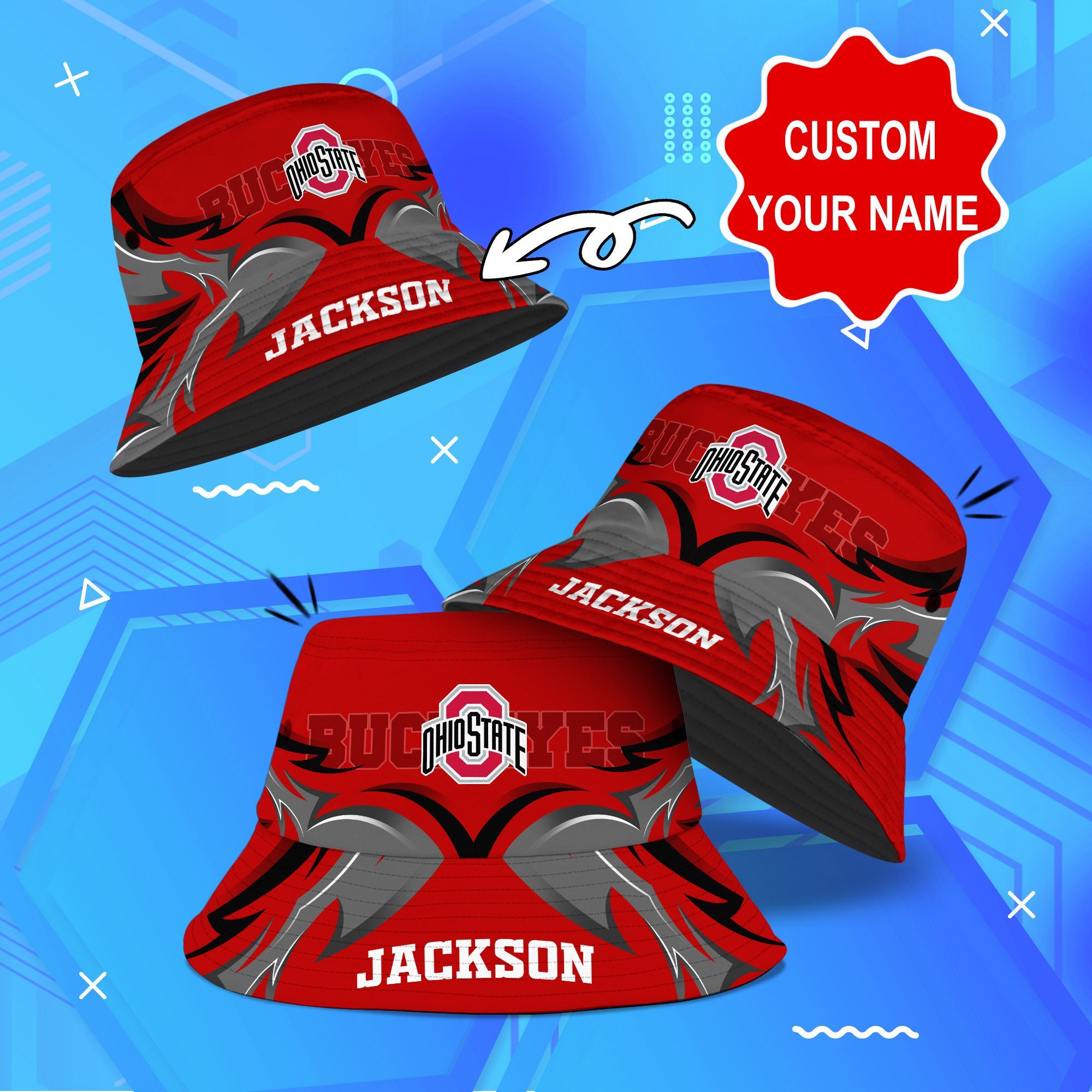 Ohio-State-Buckeyes-NCAA-Bucket-Hat-Personalized-SBH343 Ohio State Buckeyes NCAA Bucket Hat Personalized SBH343