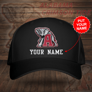 Personalized Alabama Crimson Tide Logo Baseball Cap - Black/White/Navy CGI2084