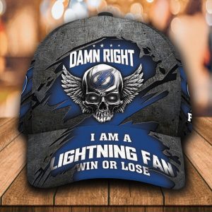 Personalized Tampa Bay Lightning Damn Right Text Skull 3D Classic Baseball Cap CGI282