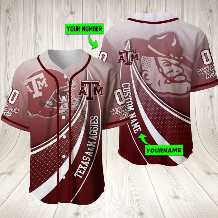 Personalized Texas A&M Aggies 3D Baseball Jersey NCAA Baseball Jersey Mascot BJ2118