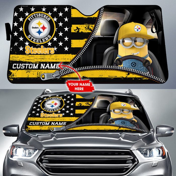 Pittsburgh Steelers NFL Football Team Car Sun Shade Minions CSS0714
