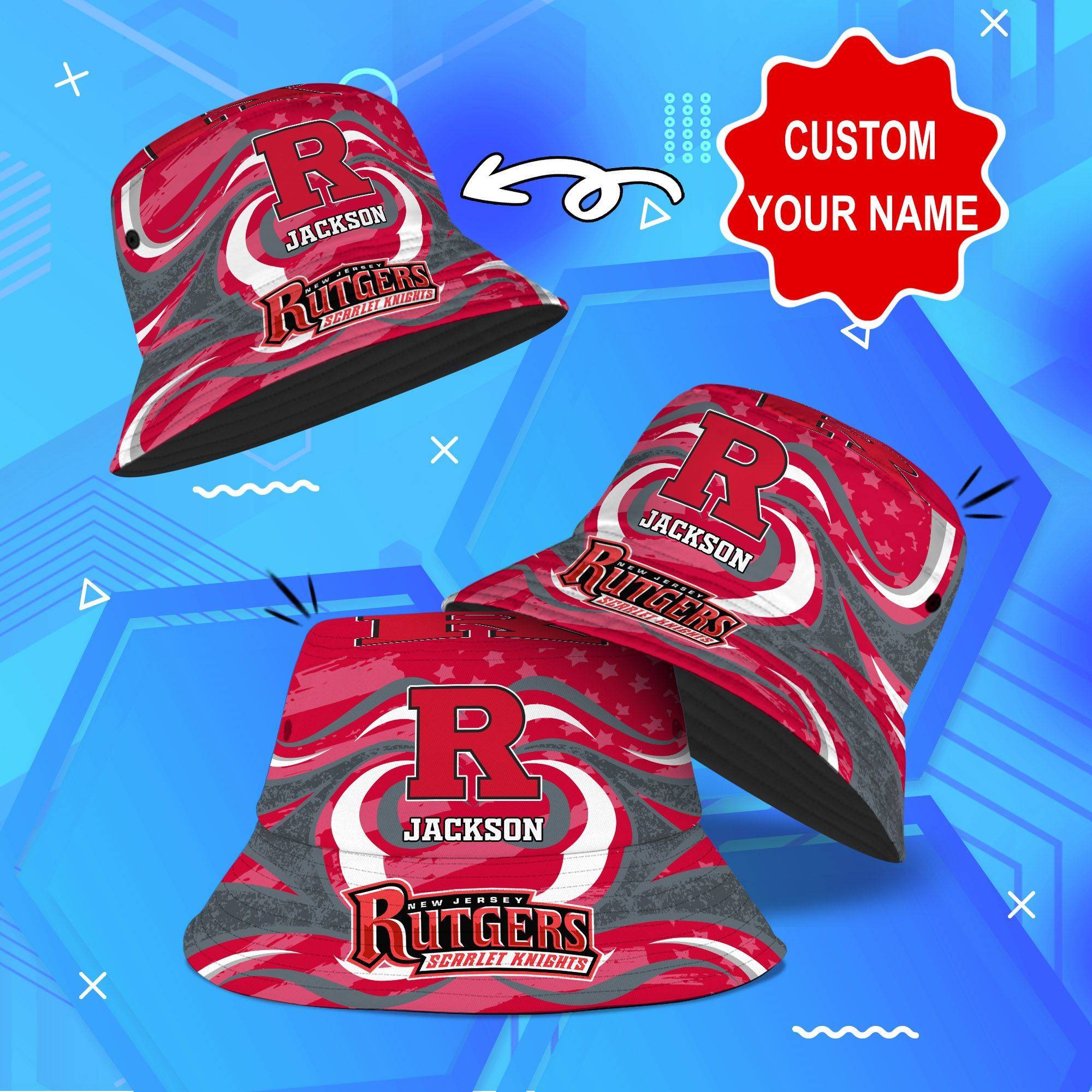 Rutgers-Scarlet-Knights-NCAA-Bucket-Hat-Personalized-SBH329 Rutgers Scarlet Knights NCAA Bucket Hat Personalized SBH329