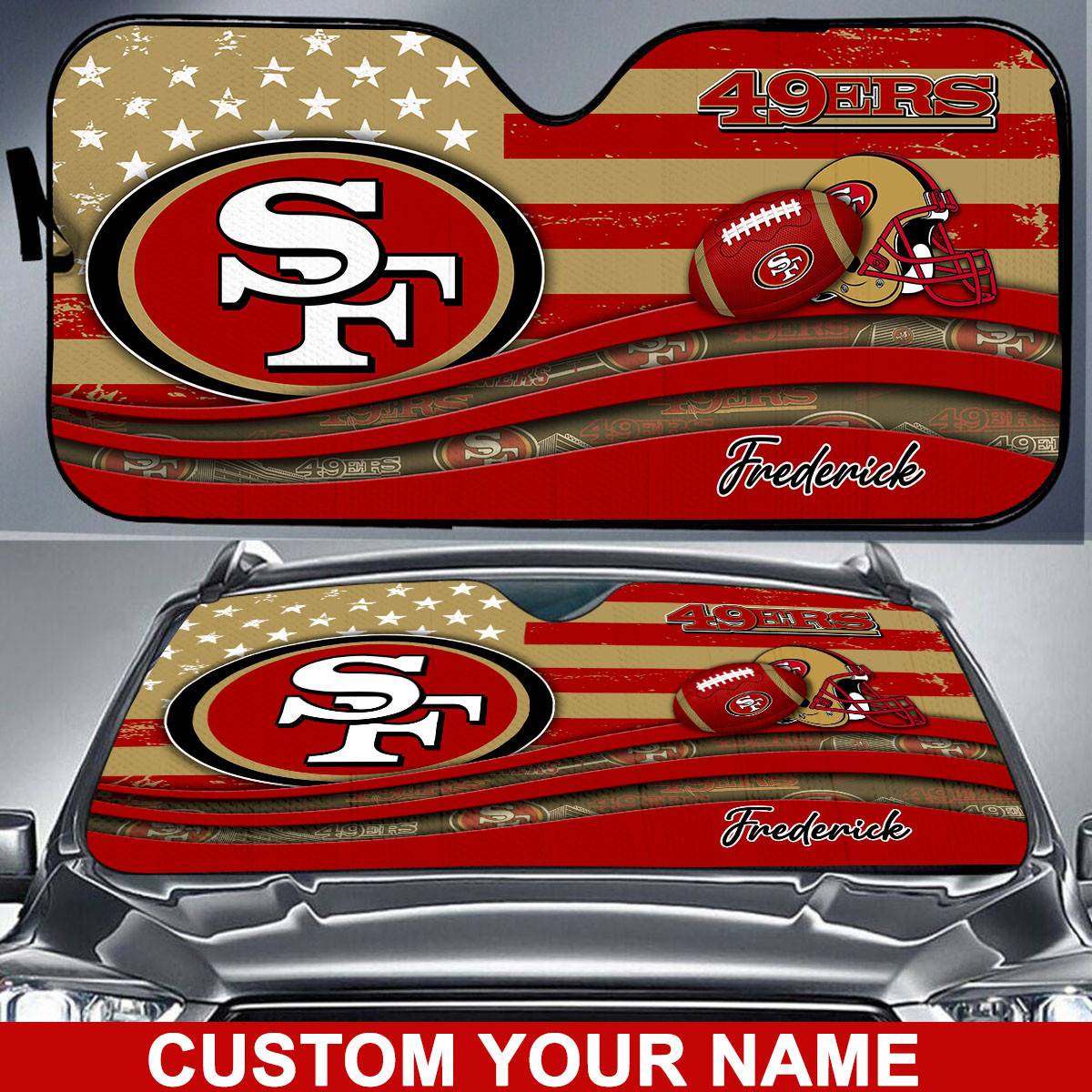 San-Francisco-49ers-NFL-Car-Sun-Shade-CSS0628 San Francisco 49ers NFL Car Sun Shade CSS0628
