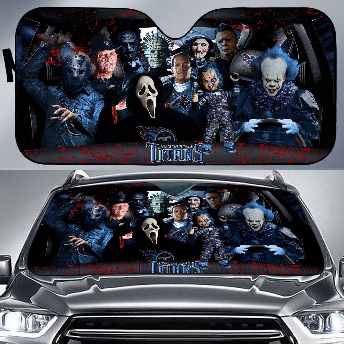 Tennessee-Titans-NFL-Halloween-Car-Sun-Shade-CSS0631 Tennessee Titans NFL Halloween Car Sun Shade CSS0631