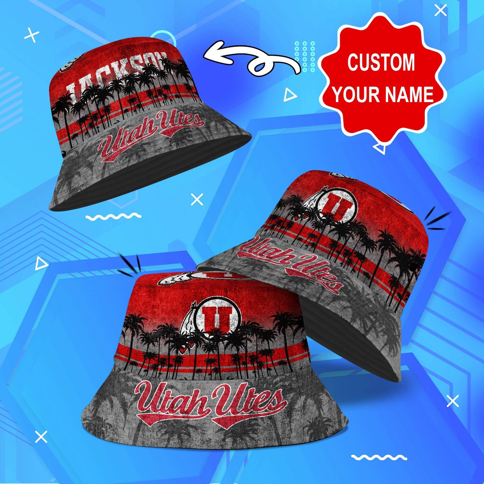 Utah-Utes-NCAA-Bucket-Hat-Personalized-SBH257 Utah Utes NCAA Bucket Hat Personalized SBH257