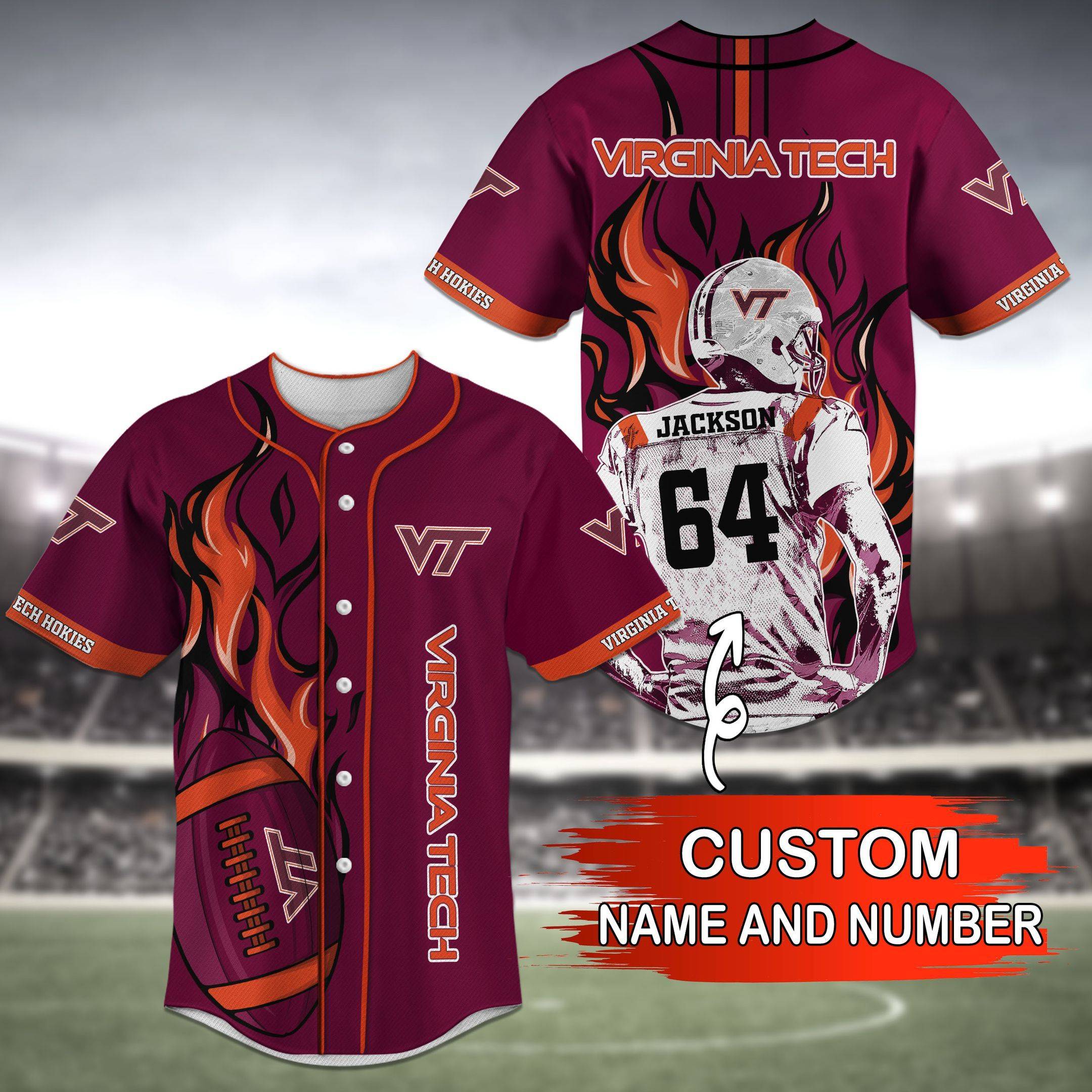 Virginia-Tech-Hokies-NCAA-Baseball-Jersey-Personalized-2023-BJ2349 Virginia Tech Hokies NCAA Baseball Jersey Personalized 2023 BJ2349