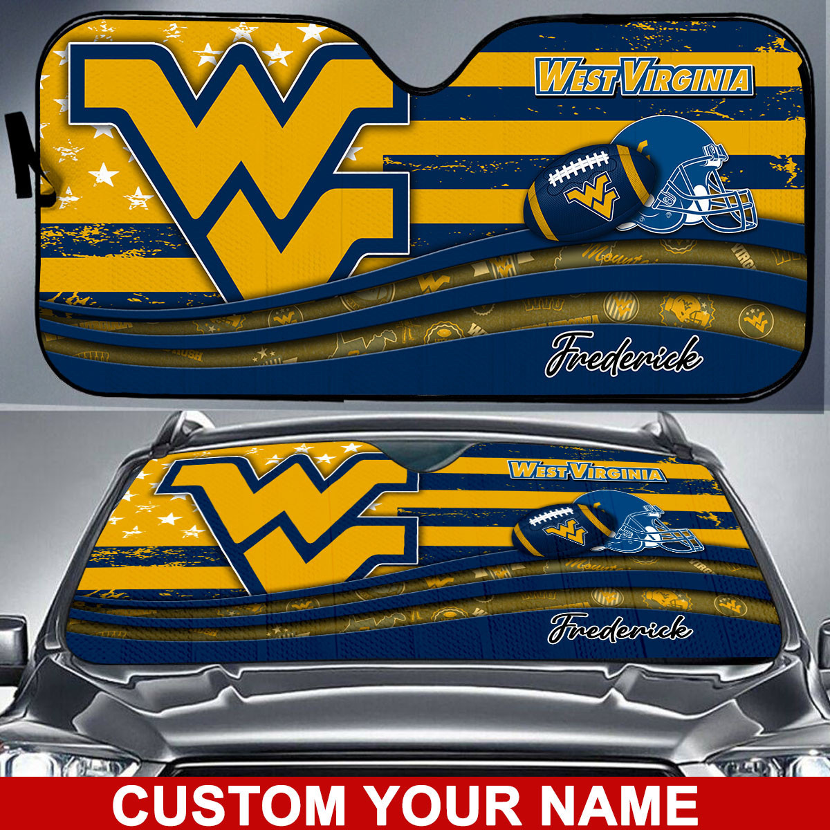 West-Virginia-Mountaineers-NCAA-Car-Sun-Shade-CSS0630 West Virginia Mountaineers NCAA Car Sun Shade CSS0630