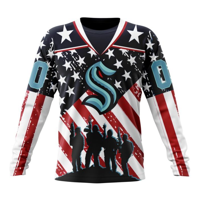 Custom NHL Seattle Kraken Specialized Kits For Honor US's Military Unisex Sweatshirt SWS1154