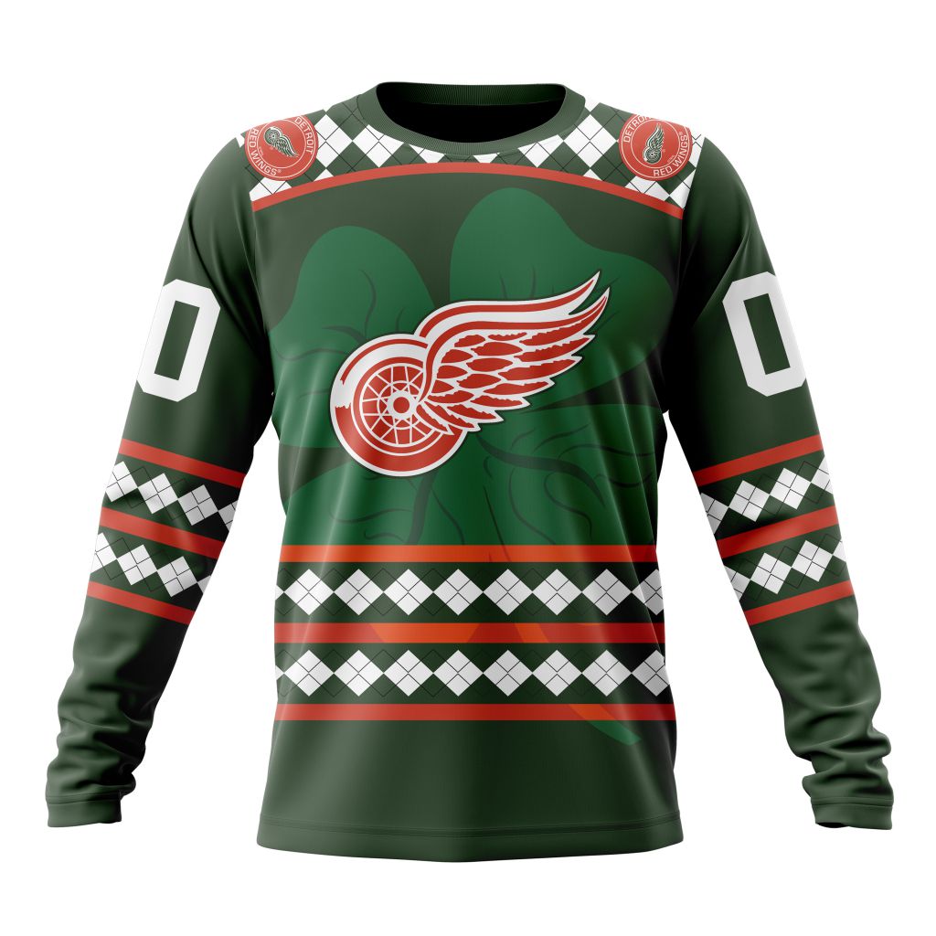Customized-Detroit-Red-Wings-Shamrock-Kits-Hockey-Celebrate-St-Patricks-Day-Unisex-Sweatshirt-SWS1214 Customized Detroit Red Wings Shamrock Kits Hockey Celebrate St Patrick's Day Unisex Sweatshirt SWS1214