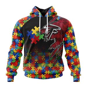 Customized NFL Atlanta Falcons Autism Awareness Design Unisex Hoodie TH0902