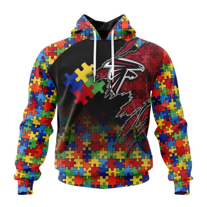 Customized NFL Atlanta Falcons Autism Awareness Design Unisex Hoodie TH0902