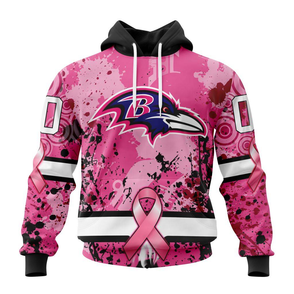 Customized-NFL-Baltimore-Ravens-I-Pink-I-Can-In-October-We-Wear-Pink-Breast-Cancer-Unisex-Hoodie-TH0910 Customized NFL Baltimore Ravens I Pink I Can! In October We Wear Pink Breast Cancer Unisex Hoodie TH0910