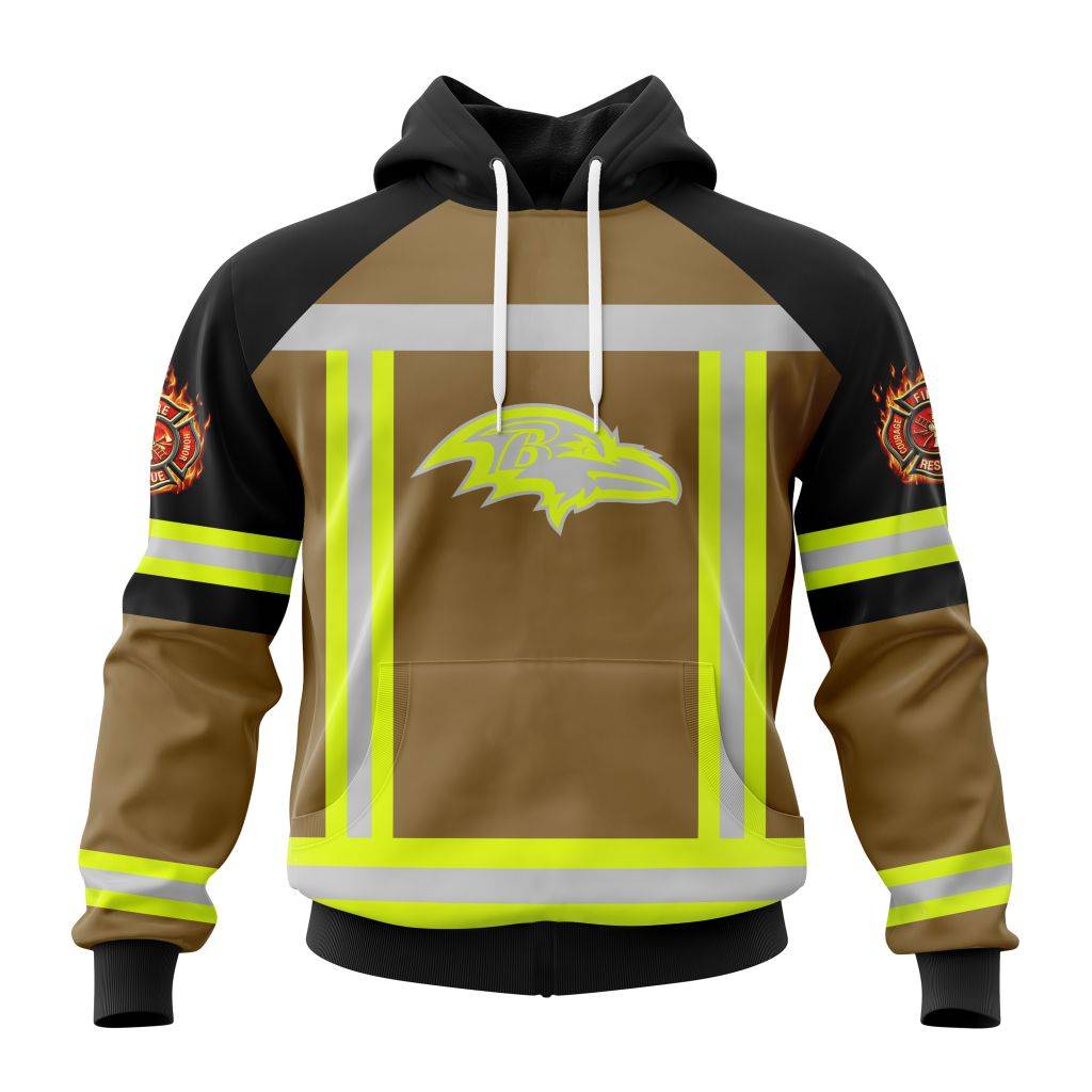 Customized-NFL-Baltimore-Ravens-Special-Firefighter-Uniform-Design-Unisex-Hoodie-TH0912 Customized NFL Baltimore Ravens Special Firefighter Uniform Design Unisex Hoodie TH0912
