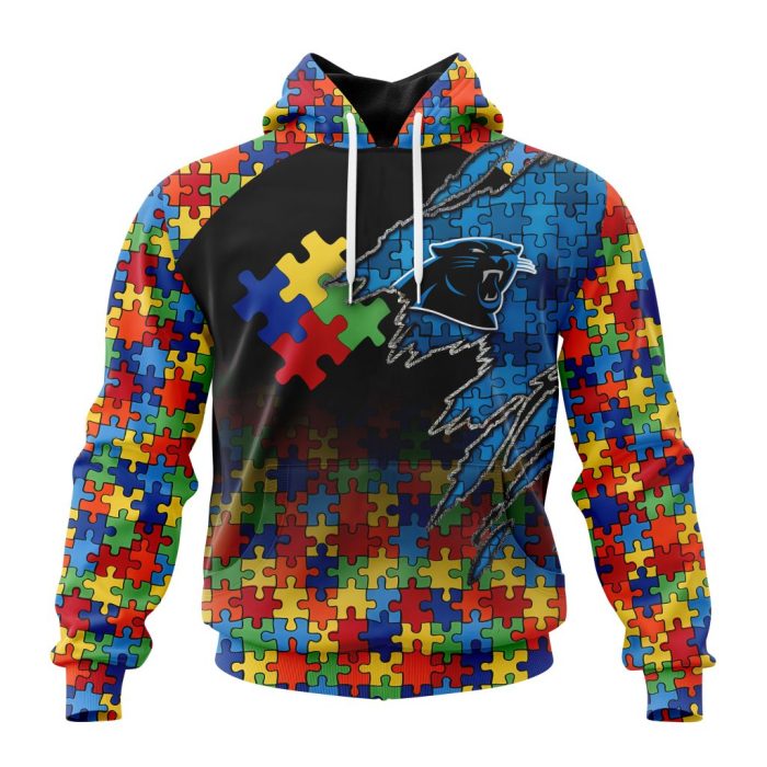 Customized NFL Carolina Panthers Autism Awareness Design Unisex Hoodie TH0920