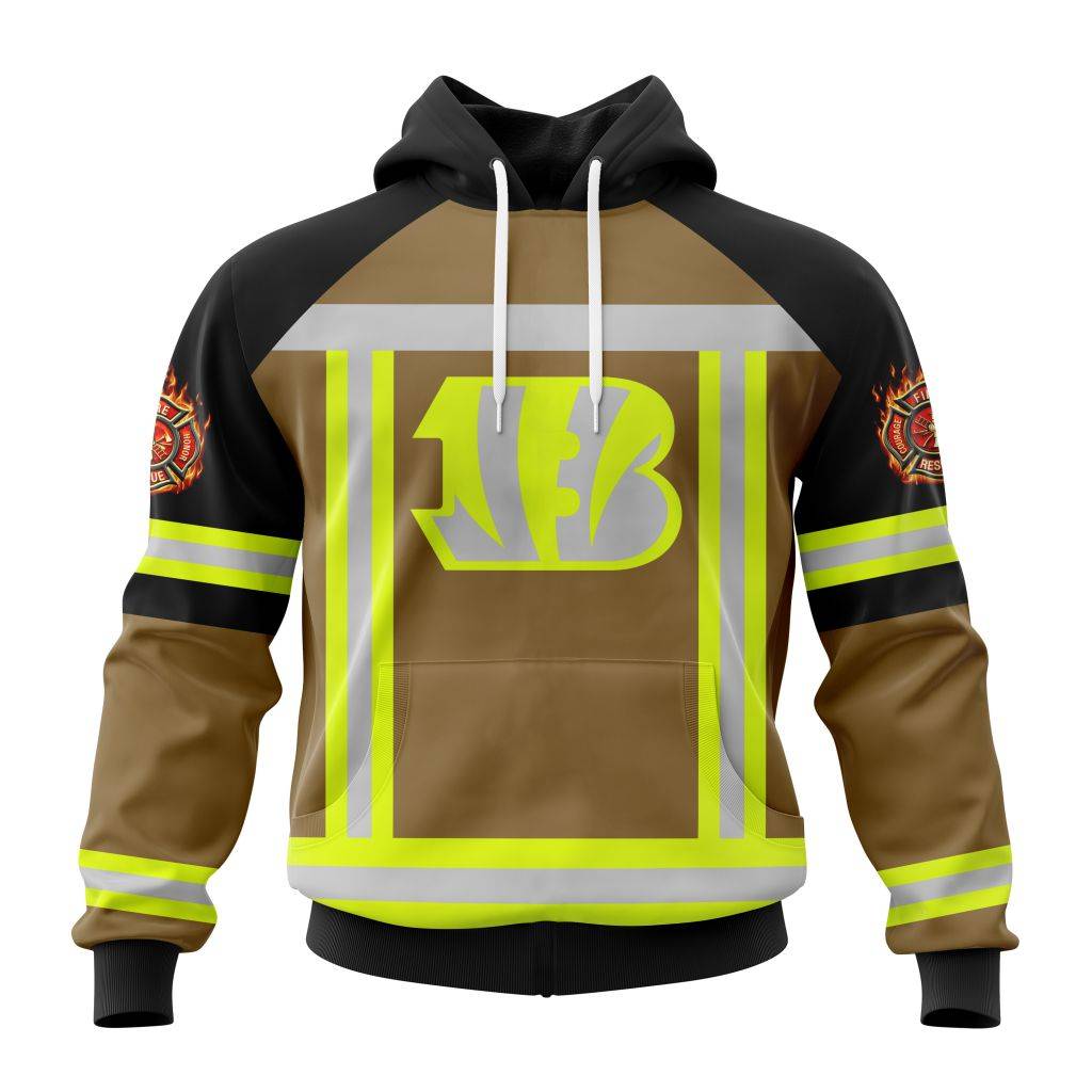 Customized-NFL-Cincinnati-Bengals-Special-Firefighter-Uniform-Design-Unisex-Hoodie-TH0937 Customized NFL Cincinnati Bengals Special Firefighter Uniform Design Unisex Hoodie TH0937