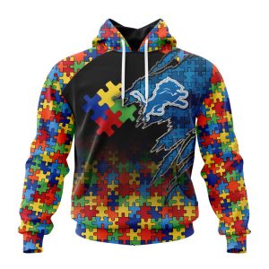 Customized NFL Detroit Lions Autism Awareness Design Unisex Hoodie TH0957