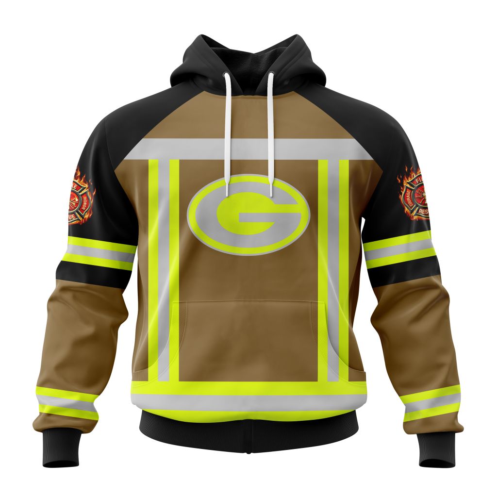 Customized-NFL-Green-Bay-Packers-Special-Firefighter-Uniform-Design-Unisex-Hoodie-TH0967 Customized NFL Green Bay Packers Special Firefighter Uniform Design Unisex Hoodie TH0967
