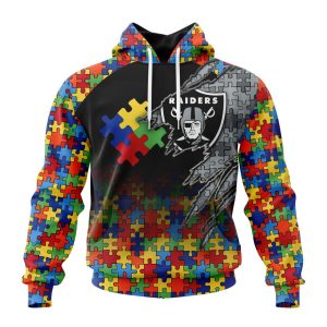 Customized NFL Las Vegas Raiders Autism Awareness Design Unisex Hoodie TH0993