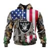 Customized NFL Las Vegas Raiders USA Flag Camo Realtree Hunting Unisex Hoodie TH0998