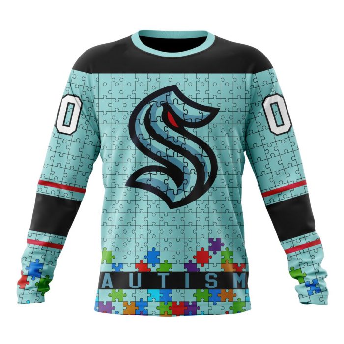 Customized NHL Seattle Kraken Hockey Fights Against Autism Unisex Sweatshirt SWS1532