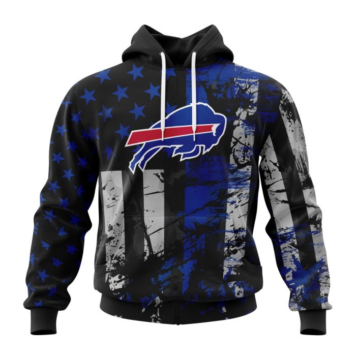 Personalized Buffalo Bills Classic Grunge American Flag Unisex Hoodie TH1103