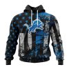 Personalized Detroit Lions Classic Grunge American Flag Unisex Hoodie TH1131